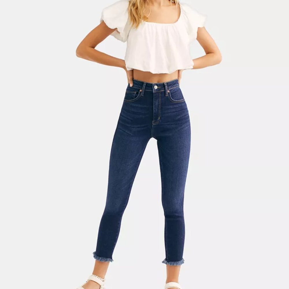 Free People Raw High Rise Jegging Deep Indigo NWT Size 27 - Picture 3 of 3